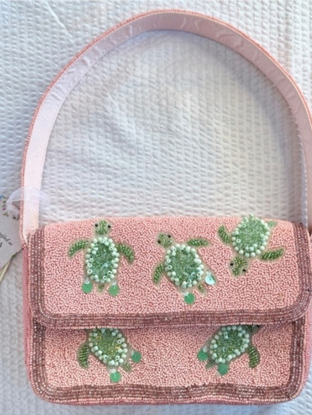 🐢▪️Made In India ▪️ Pink Beaded Turtle Handbag NWT
